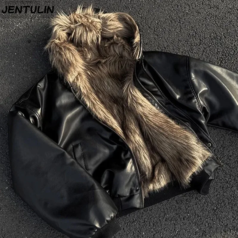

Двусторонняя куртка хорошего качества из искусственного меха, зимнее пальто для мужчин и женщин, винтажное повседневное утепленное кожаное пальто, верхняя одежда