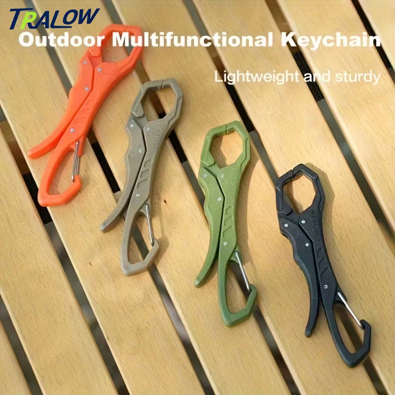 

TRALOW 1pc Multifunctional Mini Fish Mouth Clip Keychain Portable for Outdoor Single Hand Grip Storage Clip for Fishing Camping