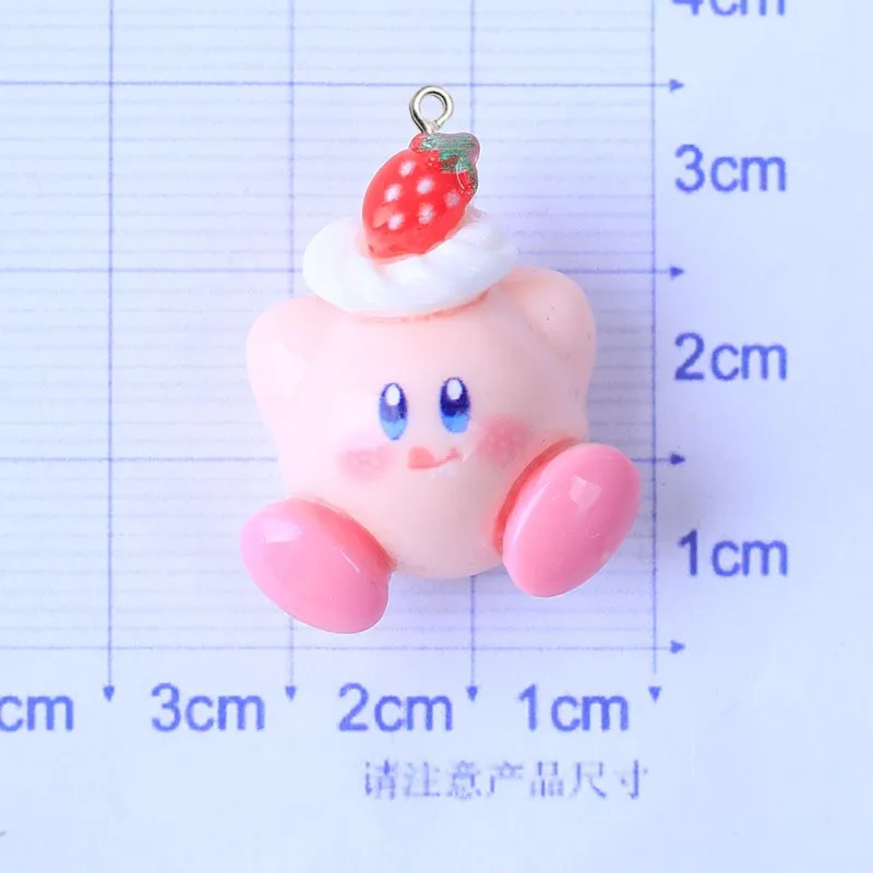 10Pcs Catoon Glossy Flower Strawberry Resin Charms Anime Keychain Phone Decor Accessories Kawaii Earrings Pendant Jewelry Making