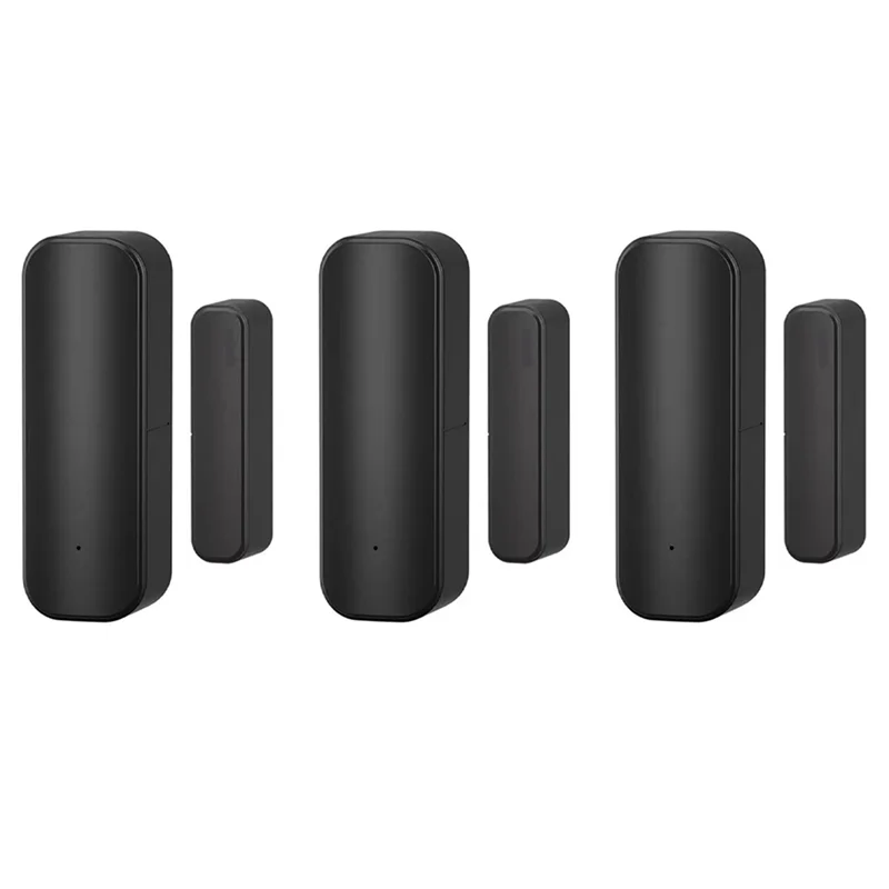 

【NEWLY】3X Tuya Wifi Smart Door Window Sensor Home Indoor Door Magnetic Detector Compatible With Alexa & Google Home Black
