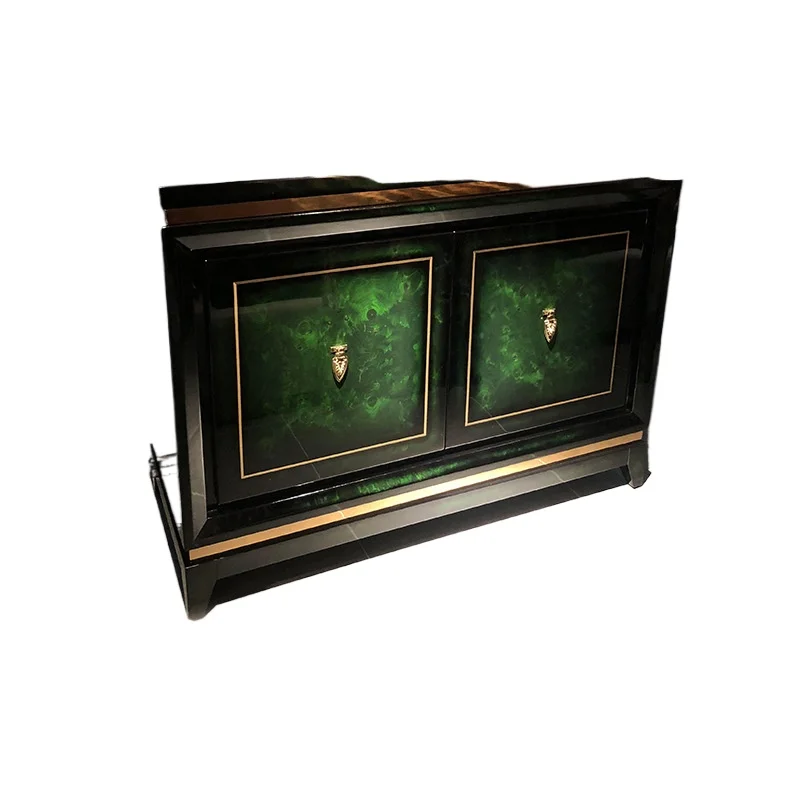 Italian light luxury post-modern ecological leather emerald dining side cabinet, high-end dining room living room storage side