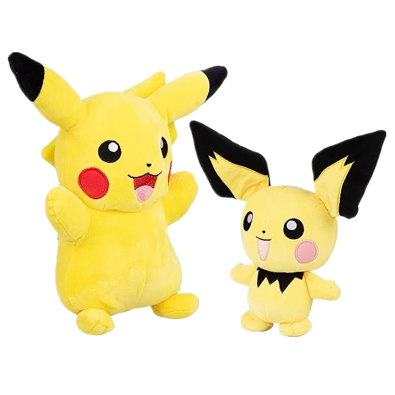 Pokemon 12" Pikachu and 8" Pichu Plush Stuffed Animal Toys, 2 Pack - Evolution Set - Officially Licensed - Gift for Kids