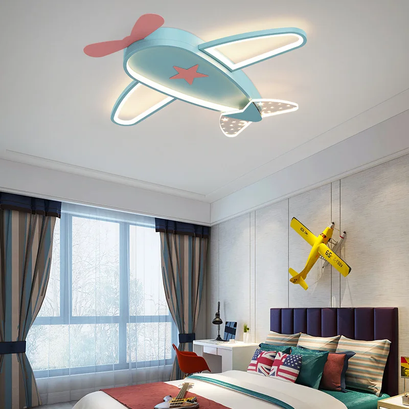 Imagem -03 - Avião Luzes de Teto Led para Quarto de Criança Helicóptero Luz Criativo Quarto do Bebê Berçário Menino Menina Lâmpadas do Quarto Azul Rosa