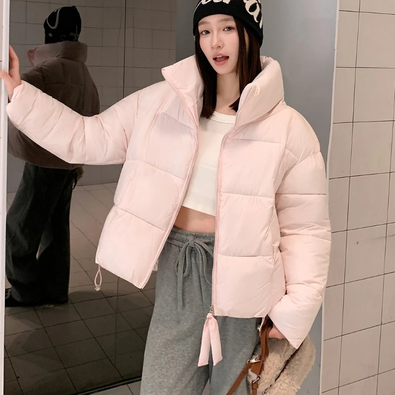 2026 Parkas Women Coat Jacket Autumn Winter Warm Puffer Jacket Stand Collar Outwear Loose Cotton Padded Clothes Female Outerwear 6