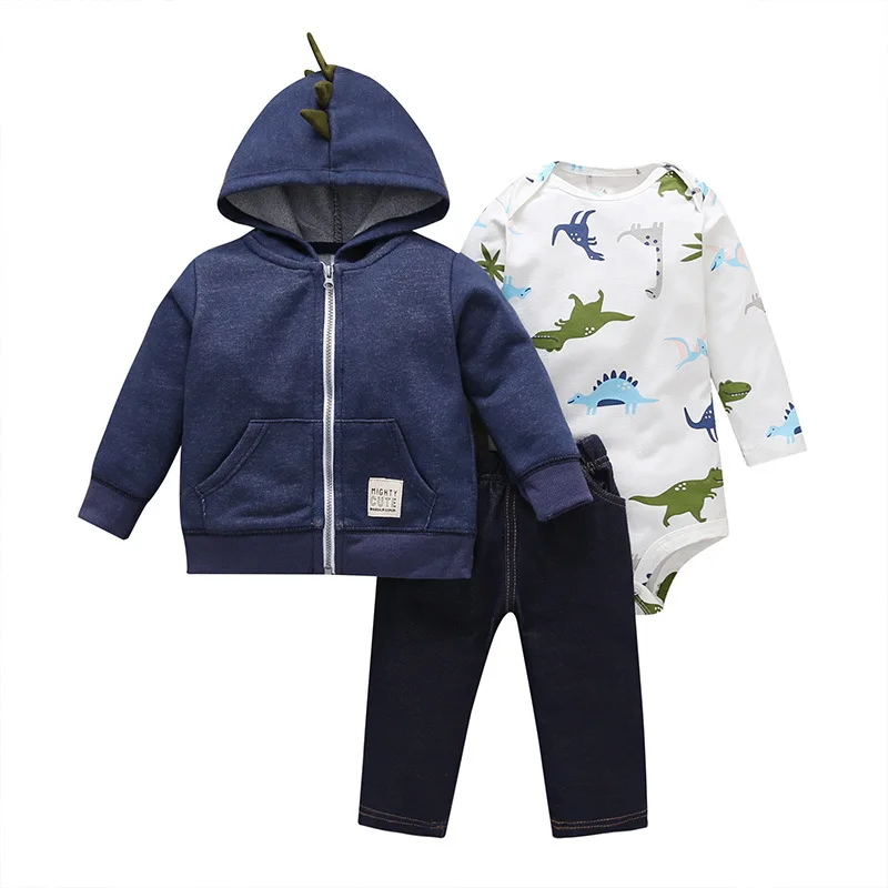 

IYEAL Baby Boy Girl Outfit Set Cotton Long Sleeve Hooded Jacket +Rompers+Pant Newborn Infant Toddler Clothes Kids Clothing Set