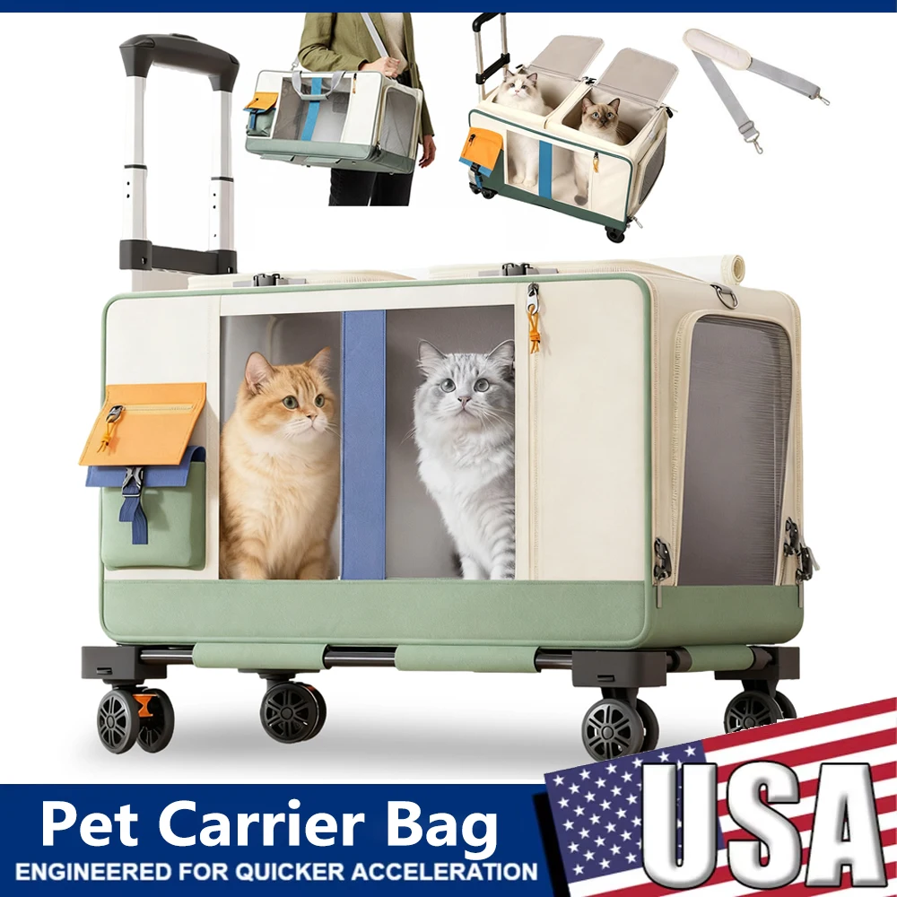 

Сверхбольшая портативная коляска для домашних животных, съемная сумка-переноска для кошек и собак, складная сумка для щенков, дорожная сумка-переноска для кемпинга с колесами