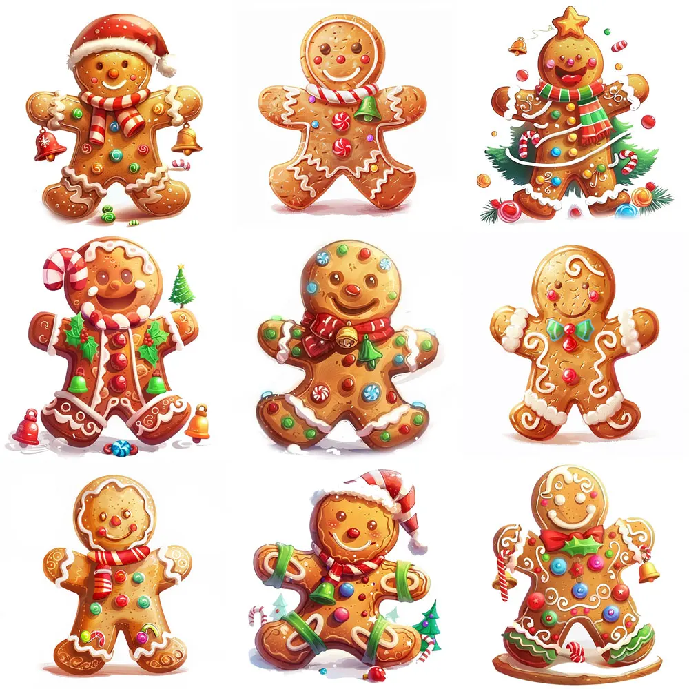 20pcs Christmas Cute Gingerbread Man Graffiti Art Sticker Pack Varied for Kid Crafts Scrapbook Laptop Aesthetic Decoration Decal