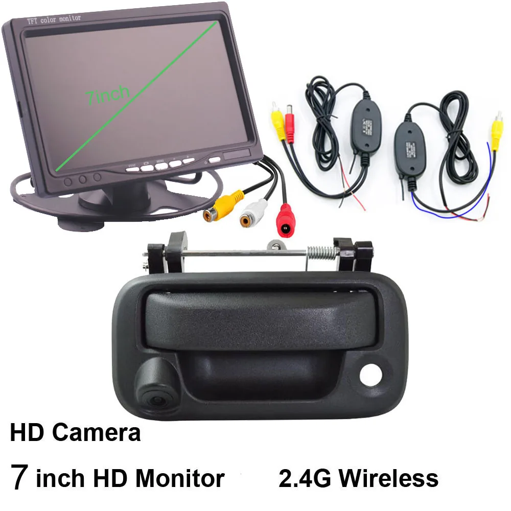 7 Inch Monitor+ Wireless transmiter and reciver for Ford F150 F250 F350 F450 F550 F750 trunk handle parking car rear view camera