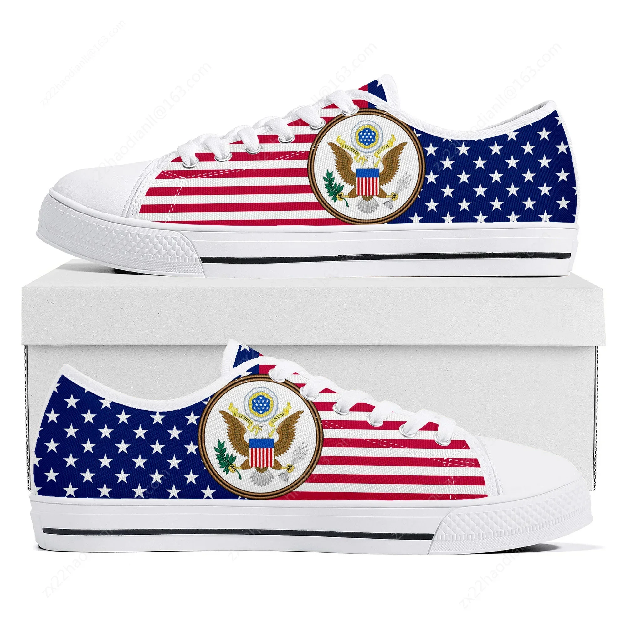USA Flag America Red Blue White Art Low Top Quality Sneakers Mens Womens Teenager Canvas Sneaker Custom Shoe Casual Couple Shoes