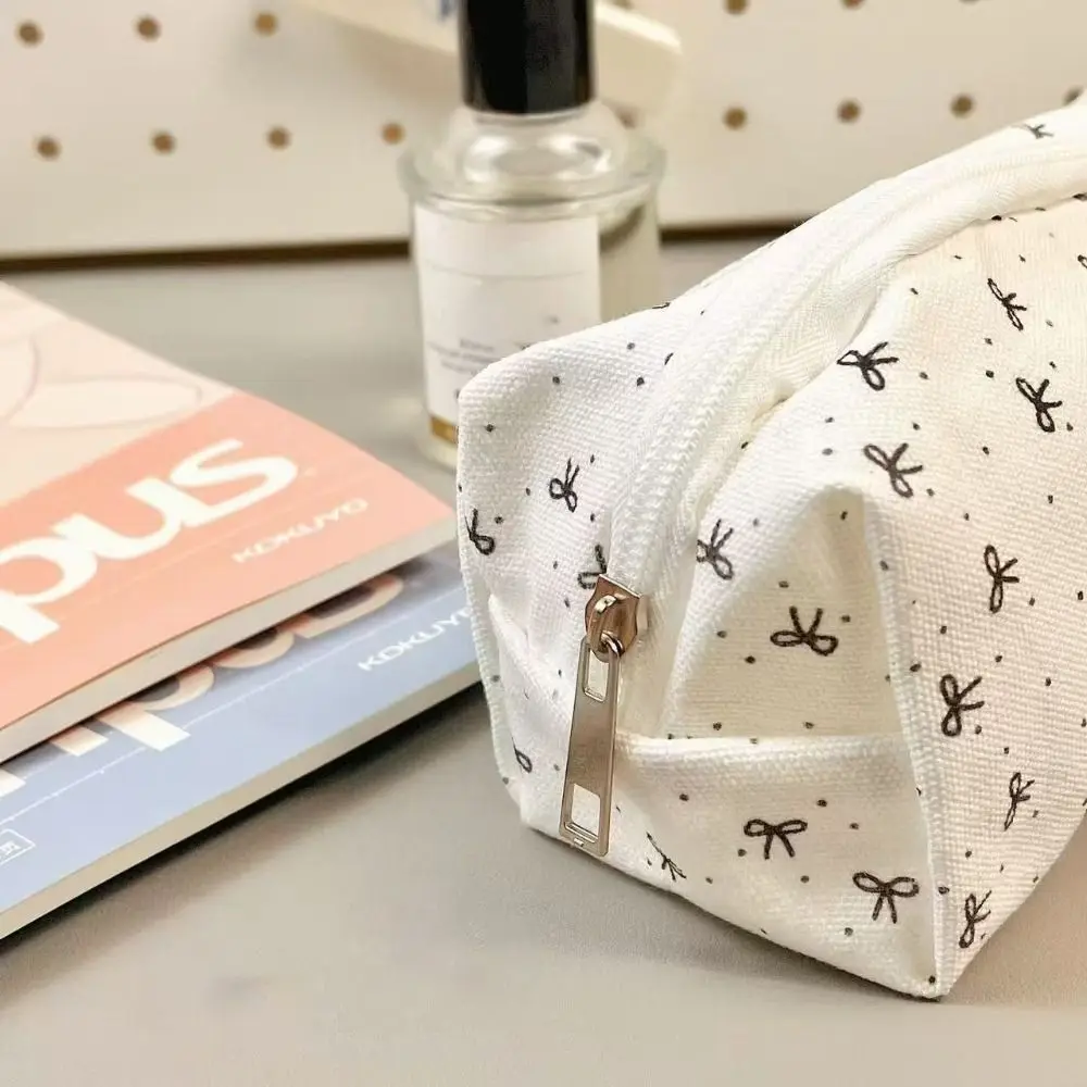 Cute Bowknot Pen Bag Large Capacity Multifunctional Pencil Case Stationery Organizer Students