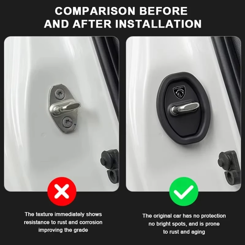Car Door Lock Silicone Cover Shock Absorber Pad For Peugeot 208 2008 308 3008 5008 408 508 Anti-rust Dustproof Noise Reduction