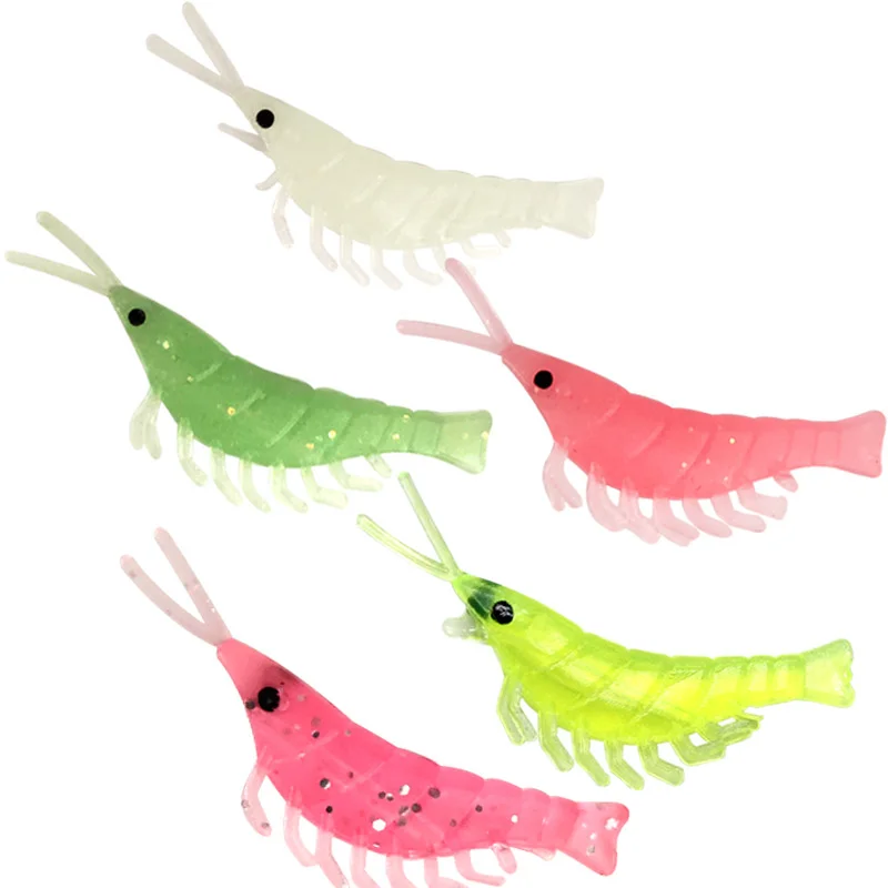 

1000Pcs Fishing Soft Lure 3.9cm 5.4g Luminous Shrimp Small Light Green Freshwater Silicone Artificial Bait Glow Shrimps Pesca