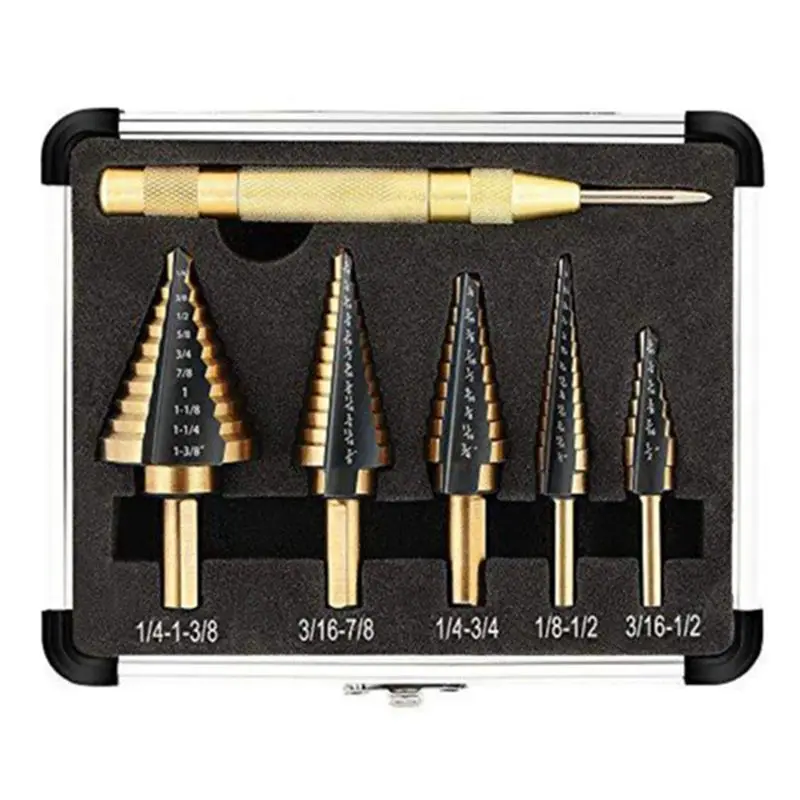 

A84X-6Pc Drill Bit Set Multifunctional Stepped Drilling Straight Groove High-Speed Steel Drill Reamer
