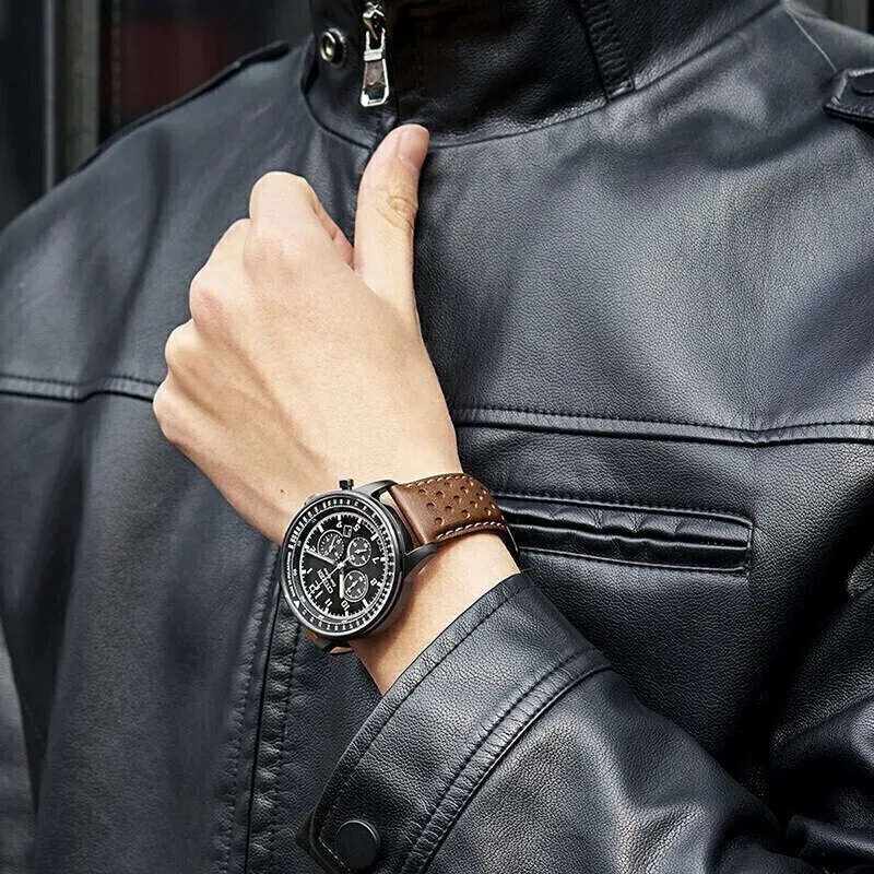 CITIZEN quartz watches Three-Eye Chronograph Waterproof Eco-Drive Watch Business Sports Leisure Men\'s Watch CA4503-18L