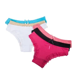 Mulher calcinha sexy rendas briefs conjunto de algodão meninas cuecas femininas íntimas lingerie M-XL 3 unidades/pacote