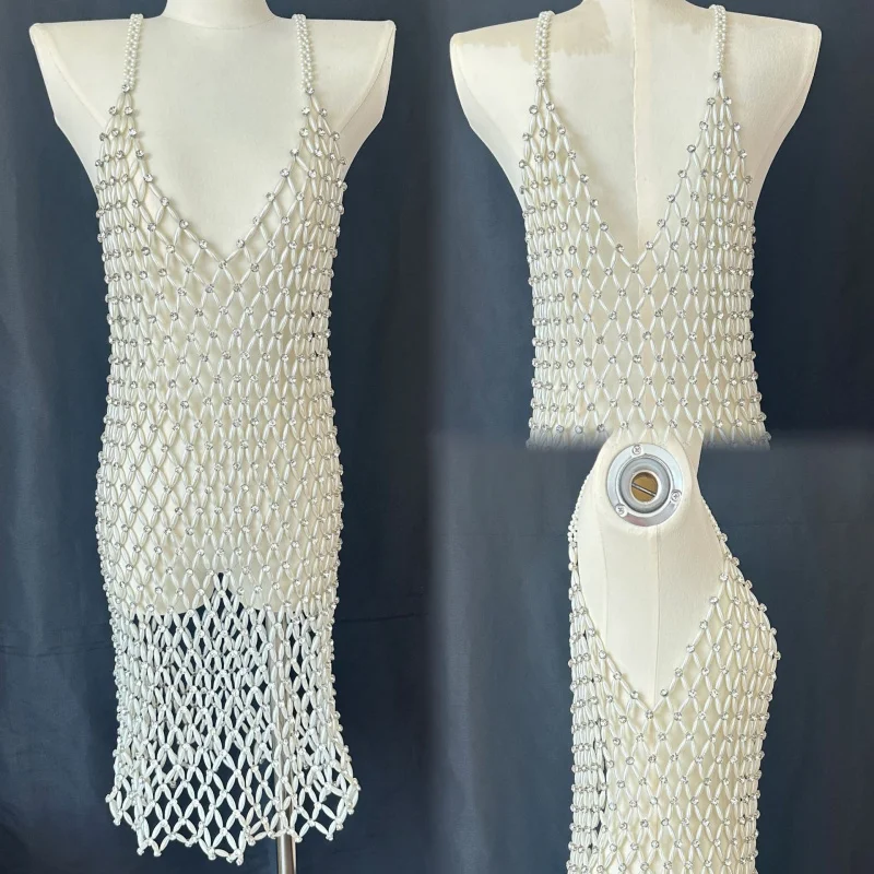 Body Jewelry Women Sexy Bikini Chest chain simulated pearl Handmade Skirt chain Body Chain Night Club birthday party