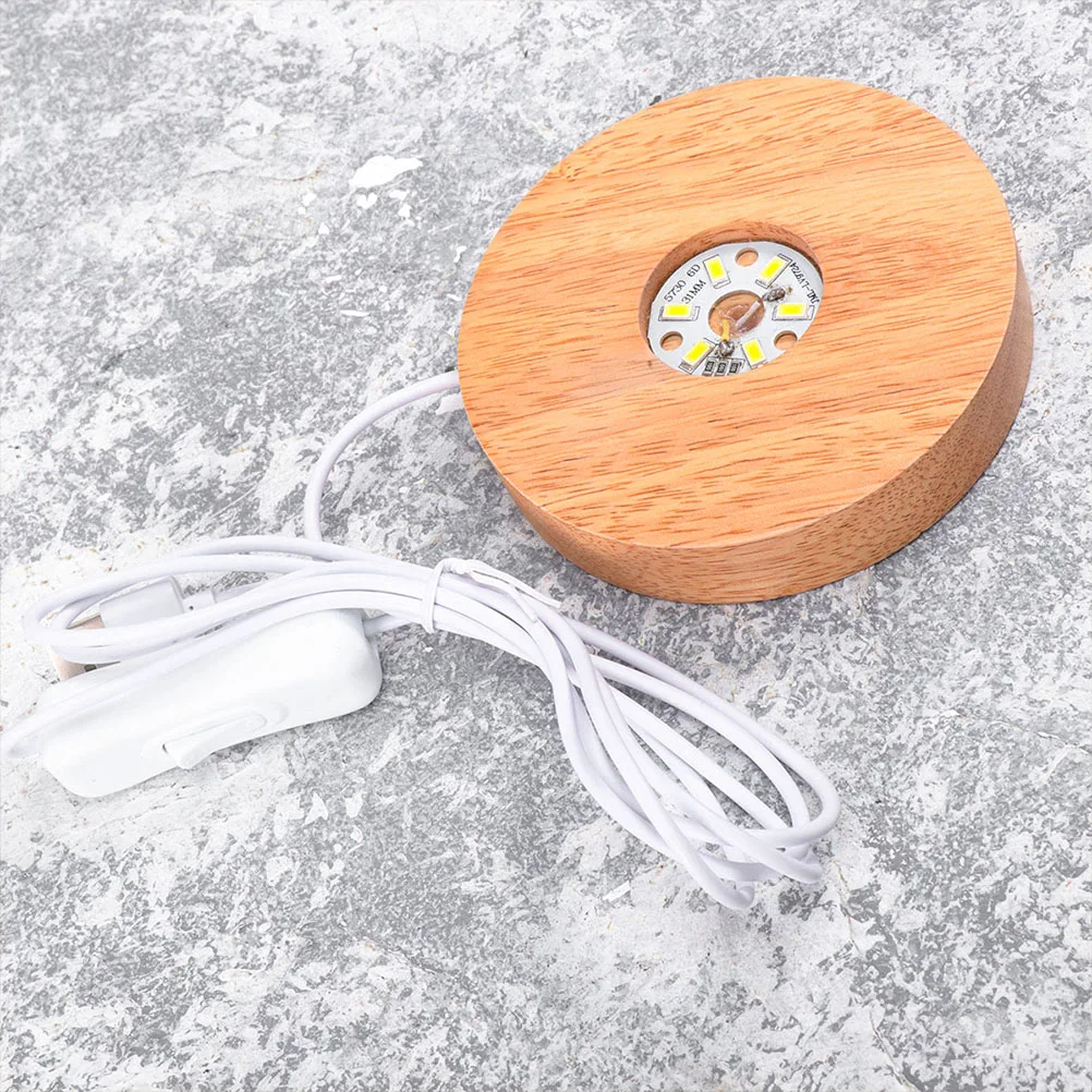 

2pcs LED Display Base Wood Lighted Stand for Crystal Ball Home Decor Round Base Light Glass Art Vase Holder Small Night Lamp