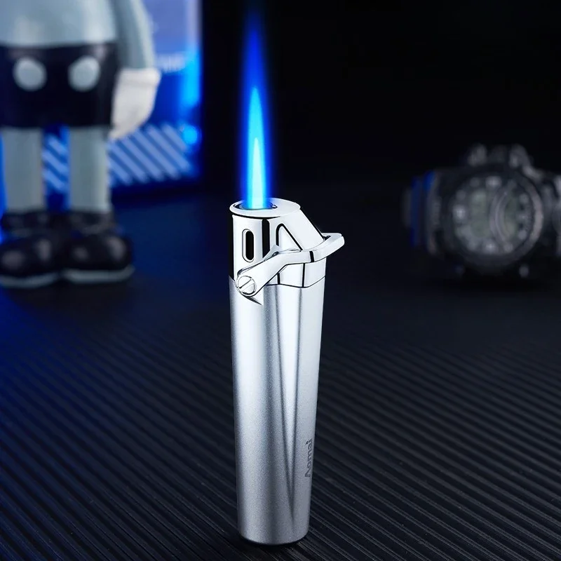 Small Metal Blue Flame Strong Windproof, Rocker Ignition, Small and Exquisite, Fashionable Gradient Color, Women, Men's Lighter