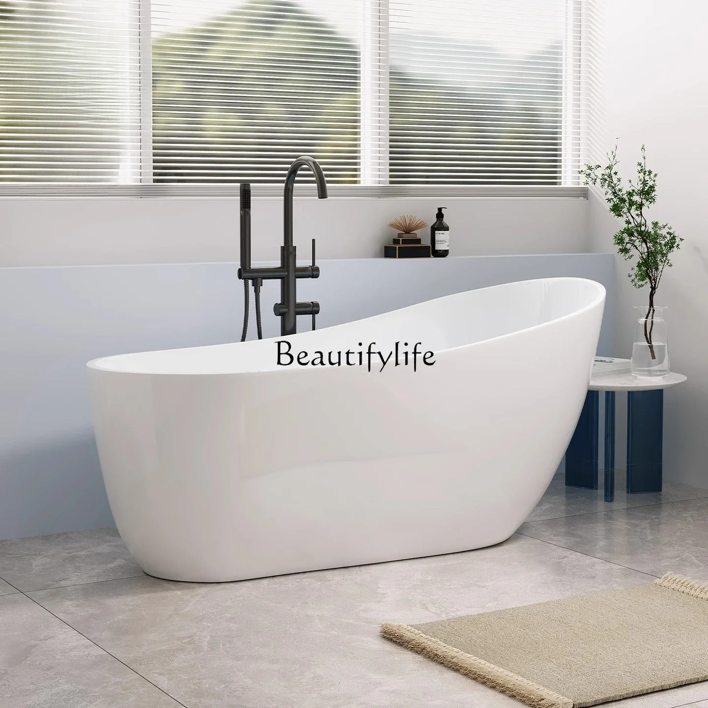 

12Acrylic Homestay Hotel Freestanding Large Backrest Chaise Longue Bathtub European Style