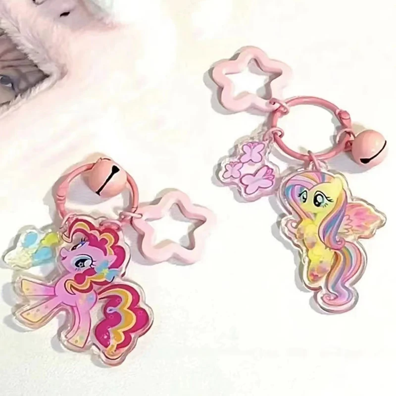 My Little Ponys Kids Cute Acrylic Keychain Children Cartoon Fashion Keyring GirlsAnime Pendant Charms Jewelry Accessories Gifts