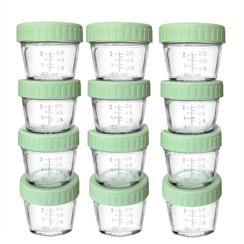 

12pcs Multipurpose Glass Food Jar Reusable with Scale Dipping Sauce Cup Leakproof Sealed Salad Dressing Container Spice
