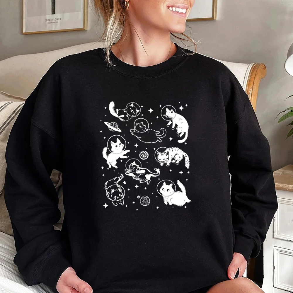 Sweat-shirt Vintage à col ras du cou pour chat drôle, chemise graphique pour chat mignon, maman, manches longues, cadeau pour amoureux des chats