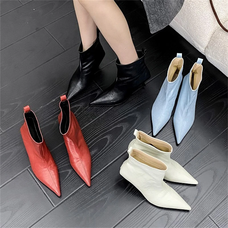 

Women's Boots 2026 Fashion Pointed Toe Ankle Boots Designer Shoes for Women Wedding Party Shoes Winter Autumn Slim Knight Boots
