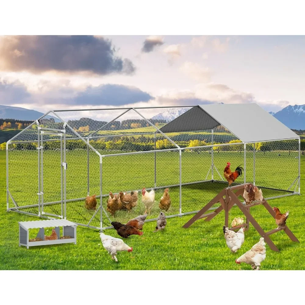 

Large Poultry Cage Chicken Run for Outdoor Farm Use,Chicken Coop with Anti-Rust Durable & Anti-Ultraviolet Waterproof Cover