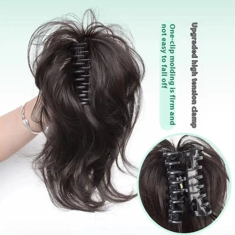 [ZY]Synthetischer, gewellter Pferdeschwanz, Haarteil, kurzer, lockiger Pferdeschwanz mit Krallenclip für Frauen, hitzebeständiger Pferdeschwanz-Clip, künstliches Haar – Detail 6