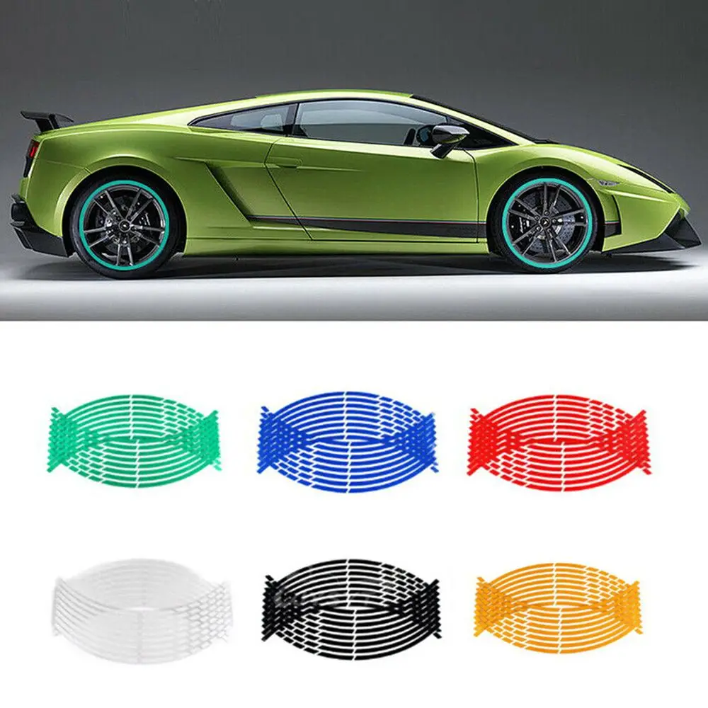 Auto Accessories Personality Tire Strips Reflective Rim Tape Wheel Sticker Motorbike  Decals