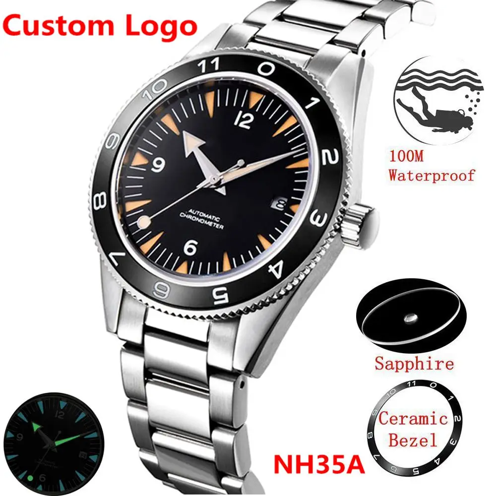 

Custom Ceramic Bezel 100 Waterproof Luxury NH35 Corgeut Watch Men 41mm Sapphire Mechanical Clock Diver Automatic Wristwatch