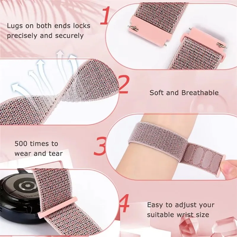 Huawei Watch 5 GT5-4 Pro、Amazfit Bip/Active/Balance Flag対応、Galaxy Watch 7 6 5 4用、22mm 20mmナイロンストラップ、46mm対応