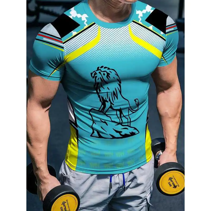 Men's High-Elasticity Quick-Dry Fitness ApparelTShirt3D3D sports short-sleeve tight-fitting running and basketball sports top