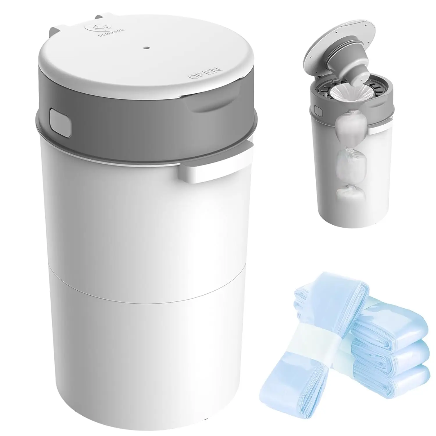 

Усовершенствованная урна для детских подгузников с двойной защитой от запаха, в комплекте 4 сменных блока (по 270 дюймов каждый), компактный дизайн для детской комнаты