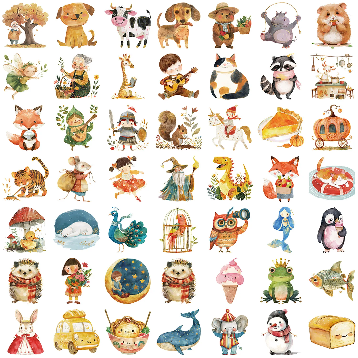 50 個おとぎ話水彩落書きステッカーセットかわいい美的デカール防水ボトル電話ノート自転車日記
