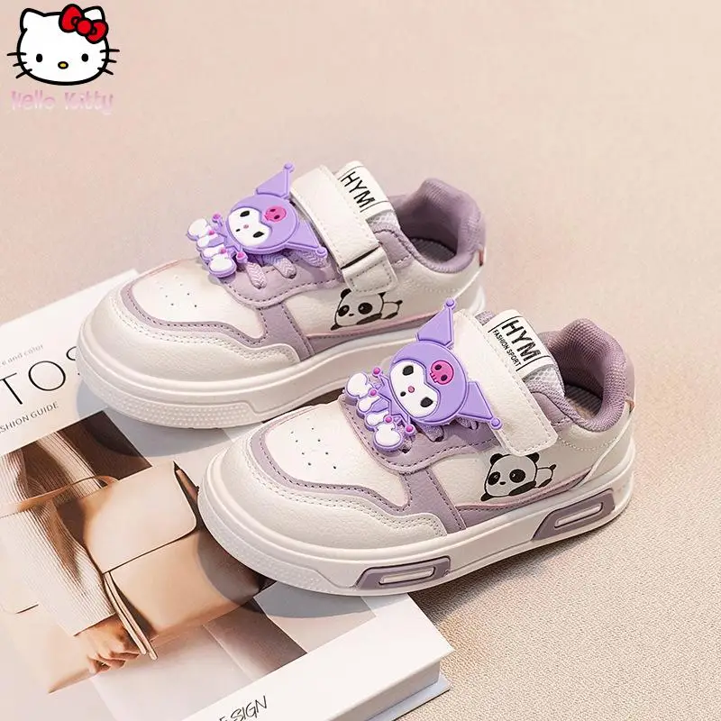 

Спортивные белые туфли Kawaii для девочек с героями мультфильмов, весенне-осенние новые повседневные туфли Kuromi Sanrio, универсальные и модные милые туфли