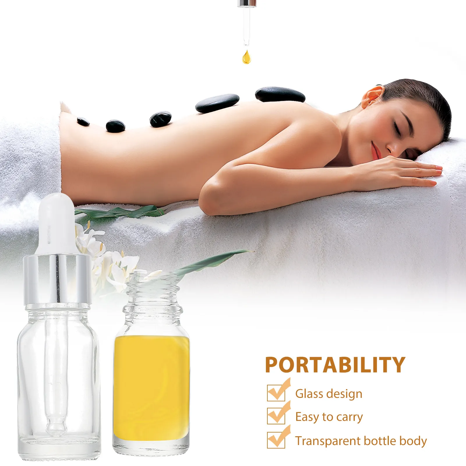 

10Pcs Portable Glass Essential Oil Bottles Dropper Subpackaging for Aromatherapy Storage Leakproof Mini Bottles