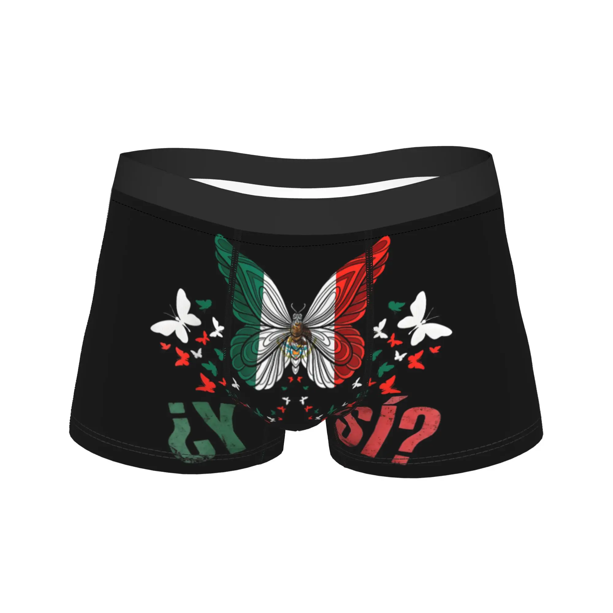 ¿Y Si Sí Spanish Y Si Sí Mexican Mexico Flag Butterfly Underwear Print Boxer Shorts Hot Sale Men Underpants Novelty Boxer Brief