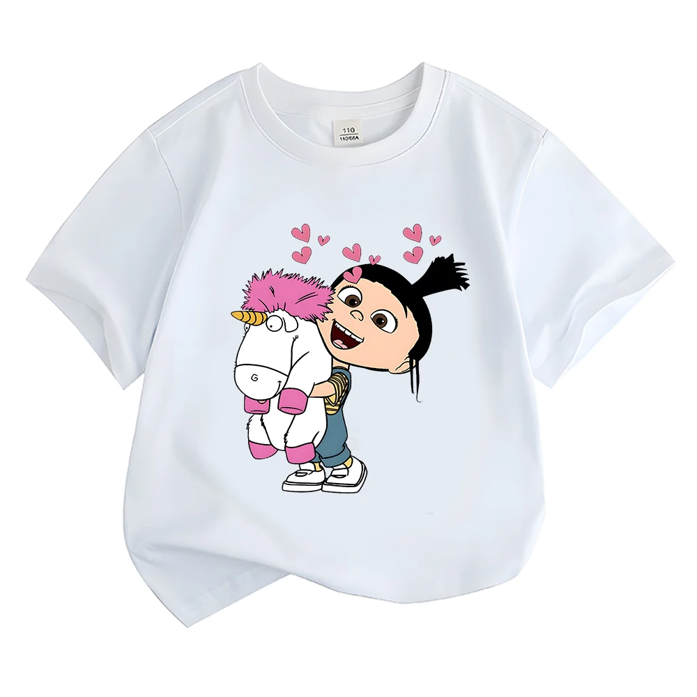 Cartoon Agnes and Unicorn Tshirt Summer T Shirt Kids Harajuku T-shirts for Girls/Boys Short Sleeve Harajuku Loose Gift Clothes image 3