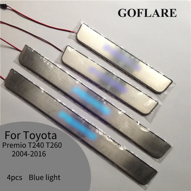 Plaque de seuil de porte à LED pour Toyota Premio T240 T260, accessoires de voiture, seuil d'entrée de pédale de bienvenue, couvercle de protection, 2004-2016