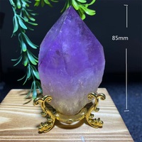 Stone Natural Crystal  Amethyst Scepter Quartz Purple Wand Healing Tower Minerals Specimen Reiki FengShui Raw Home Decor+Stand