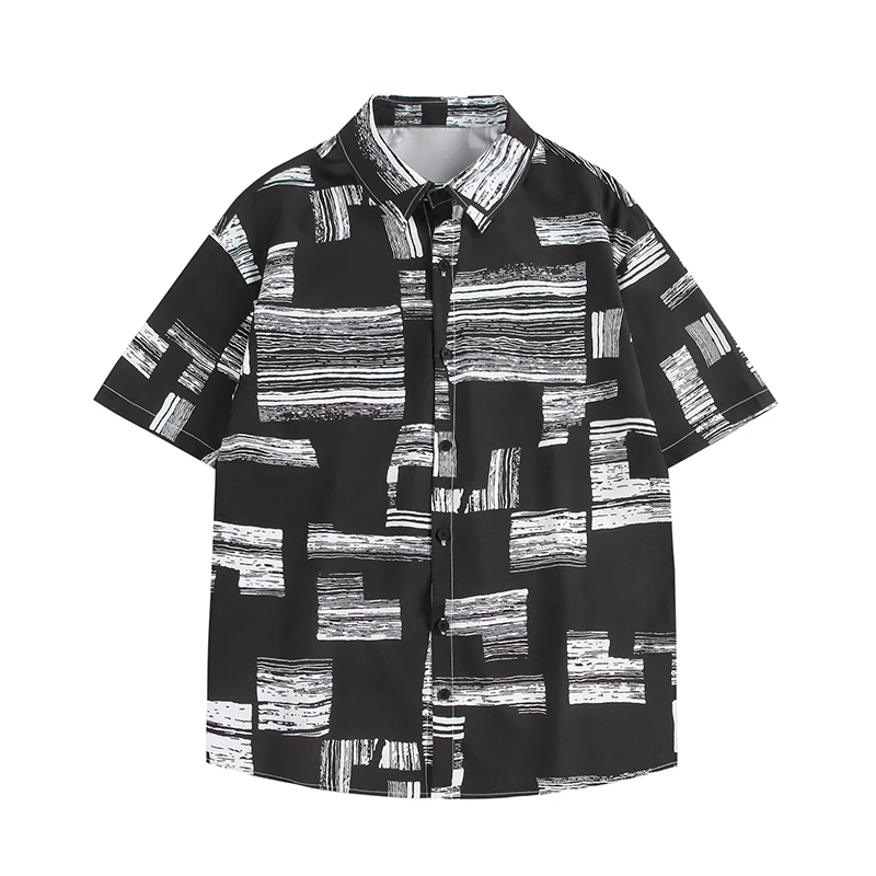 Summer Short Sleeved Shirt Men Printed Casual Shirt Men Streetwear Loose Ice Silk Shirt Mens Hawaiian Shirts Plus Size 5XL