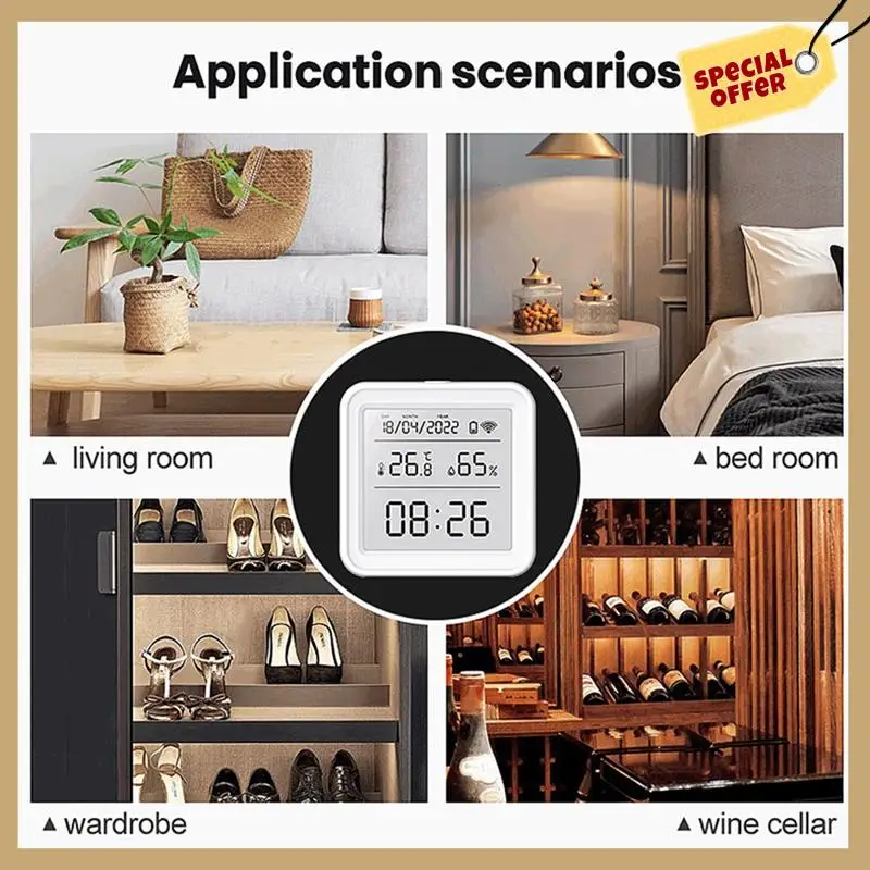 Tuya WIFI Sensor de temperatura y humedad higrómetro interior termómetro Detector Smart Life Control remoto-WMAN