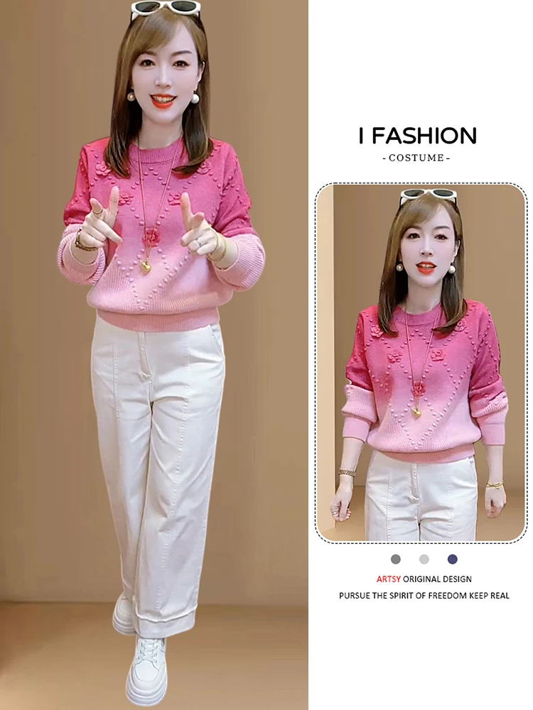 

Trendy adient Design Knitted Sweater Women's Loose Versatile Autumn Winter New Sle Faionable Sweater Commute Friendly