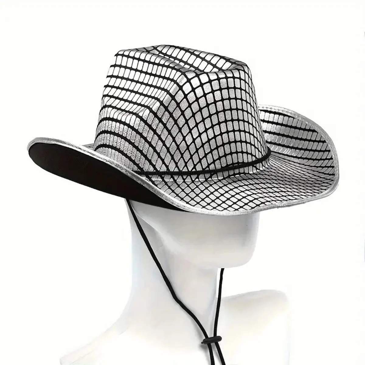 Western cowboy hat gold/silver mesh Panamanian hat stylish lightweight rolled fedora cowboy hat ladies and men can wear