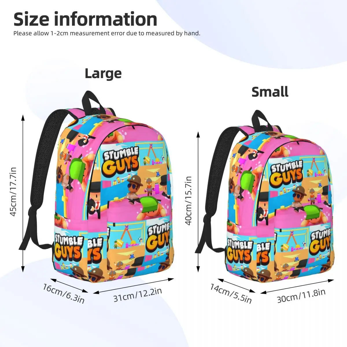 Happy Stumble Guys Backpack for Boy Girl Teenage Student School Bookbag Canvas Daypack Primary Bag Travel