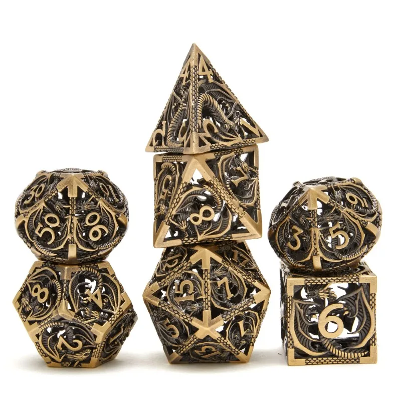 New 7PCs Metal For Dnd Dice Set Solid Polyhedral D&D Dice DND Role Playing Game MTG Rpg Rol Pathfinder Board Games