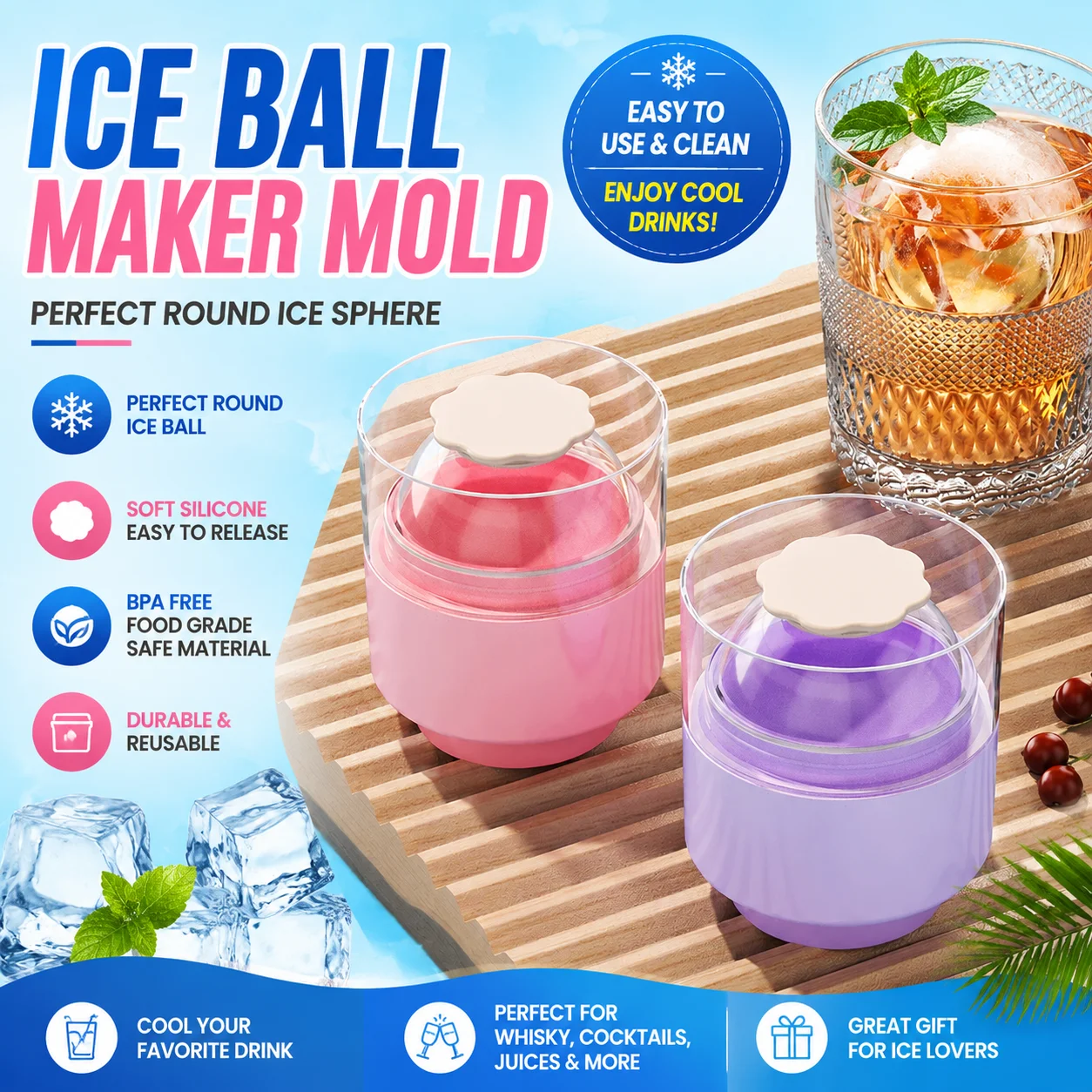 Ice hockey film press type whiskey made large ice ball frozen ice mold one click demolding snowball ice grid