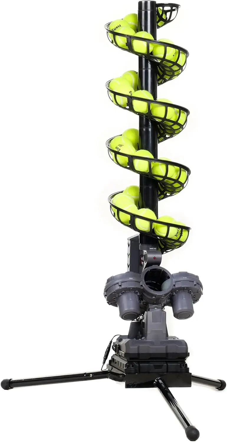 

3807BH Tennis Ball Machine with Triangular Base Adjustable Speeds Oscillating Left Right Up Down Swing Launch Port for All
