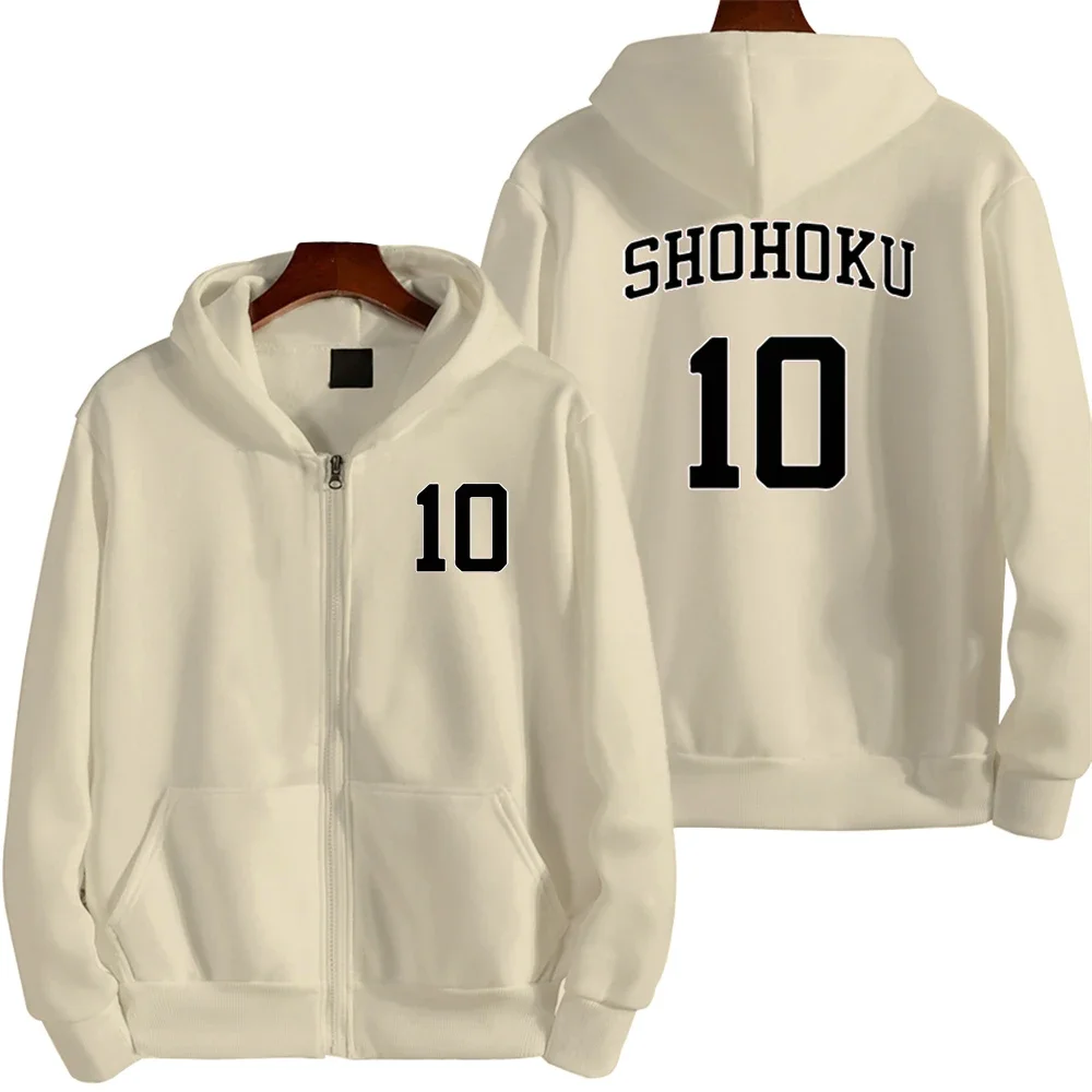 New Anime SLAM DUNK Sakuragi Hanamichi 10 Number Zipper Hoodie Sweatshirt Bluing Master Fleece